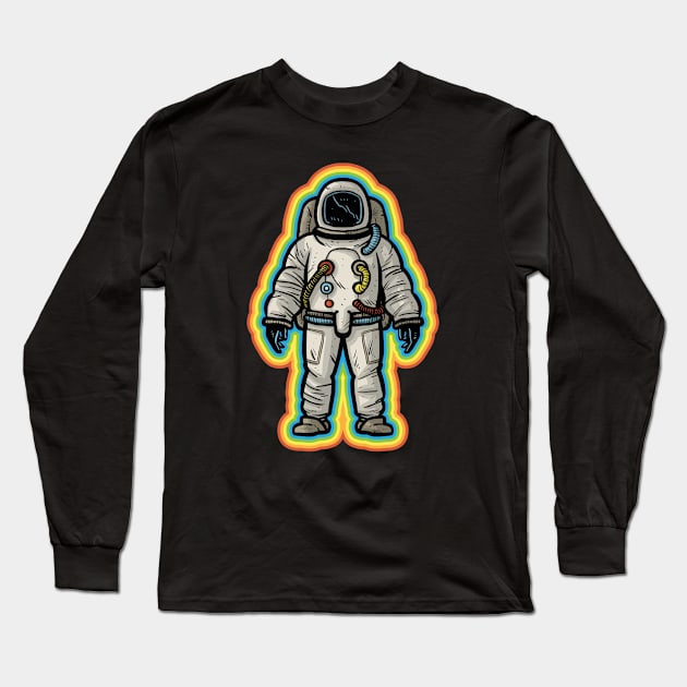 Glowing Astronaut Long Sleeve T-Shirt by Baddest Shirt Co.